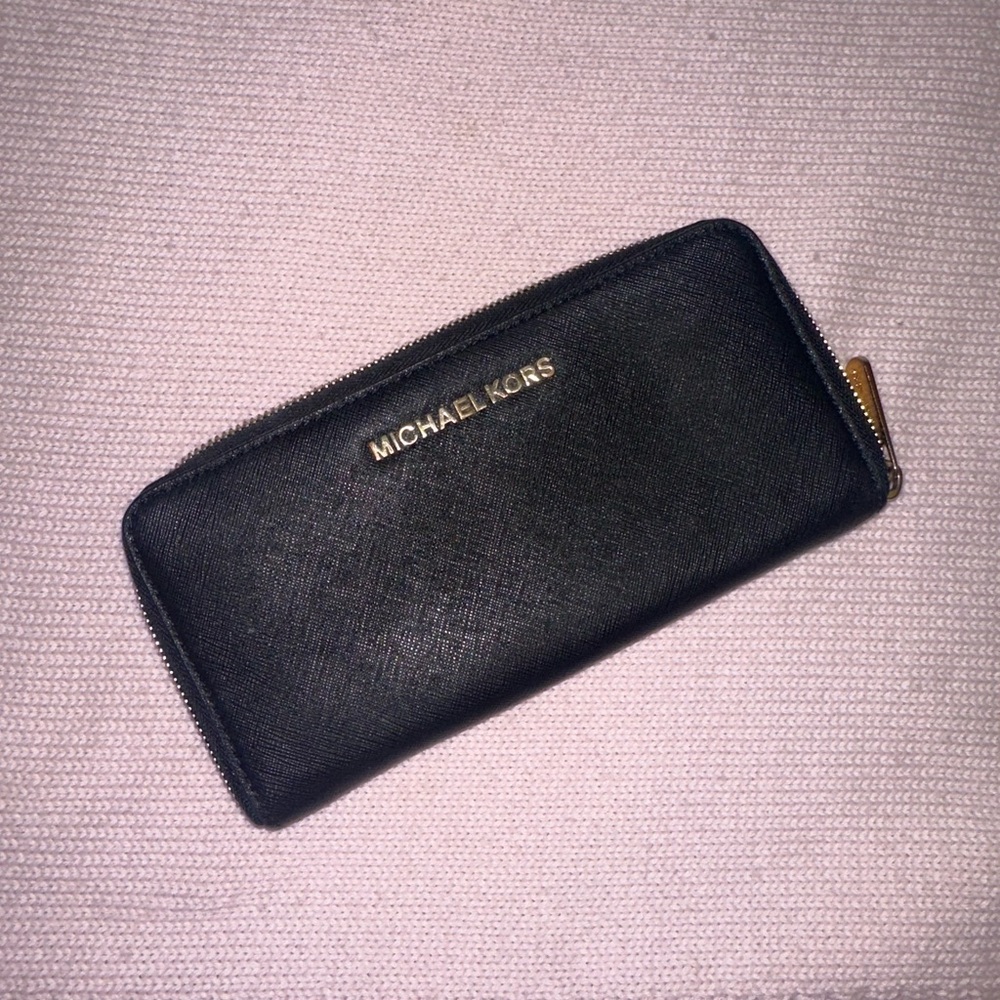 SOLD Michael Kors Black Saffiano Leather Wallet